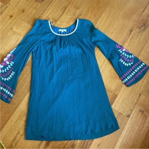 Umgee Green embroidered bell sleeve Boho Dress - Picture 5 of 7